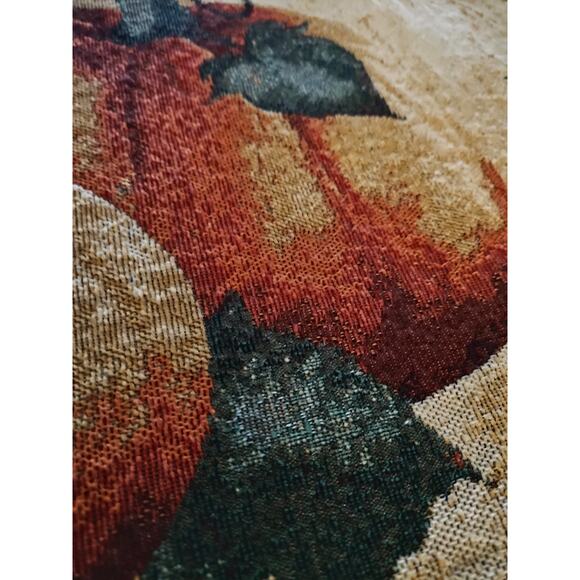 Vintage Tapestry Embroidered Halloween Fall Pumpkin table runner. 70" x 12" - Picture 9 of 10